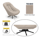 Ver imagem 5 de Poltrona Mônaco Giratória com Balanço Tecido Suede Veludo Bege