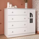 Ver imagem 1 de Cômoda Infantil 95cm 1 Porta com Vidro e 4 Gavetas Amora Multimóveis Mp4510 Branco