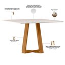 Ver imagem 4 de Mesa de Jantar 8 Lugares Quadrada 135cm Tampo MDF com Vidro Elian N01 Ypê Off White - Lyam Decor