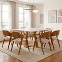 Ver imagem 3 de Mesa de Jantar 8 Lugares Quadrada 135cm Tampo MDF com Vidro Elian N01 Ypê Off White - Lyam Decor