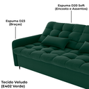 Ver mais imagens de Sofa Cama 2 Lugares 200cm Pillar Veludo E402 Verde Milani Store