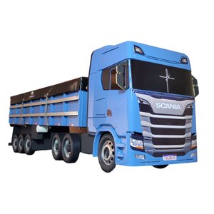 Carreta Scania R450 Graneleiro Gigante Madeira Mdf Miniatura