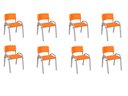 Ver imagem 2 de Kit 8 Cadeira Iso Infantil Creche, Escola Base Cinza Laranja