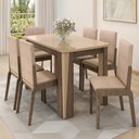 Ver imagem 2 de Kit Mesa de Jantar Opera com 6 Cadeiras Sinfonia em Linho Carvalho/fendi/creme