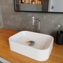 Ver imagem 2 de Cuba Pia Banheiro Oxford Torneira Inox Valvula Inox Click Branco Brilho