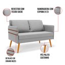 Ver imagem 5 de Kit 01 Namoradeira 02 Lugares e 02 Poltronas Mari Suede Pés Palito Castanho - D’Rossi Cinza