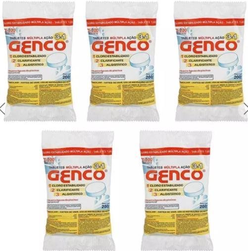 Kit - 5 X Pastilha de Cloro Genco L.e. 200g