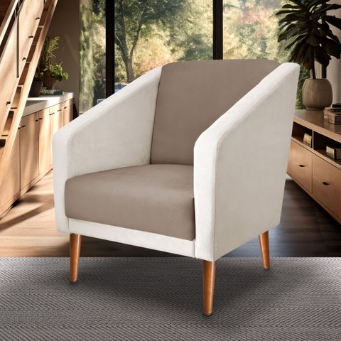 Poltrona Sala de Estar Monalisa Decorativo Suede:capuccino