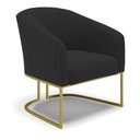 Ver imagem 4 de Sofá Namoradeira e 2 Poltronas Base Industrial Dourado Stella Veludo Preto D03 - D'Rossi