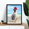 Quadro Decorativo Galo na Praia 33x24cm - com Vidro:moldura Preta - 1