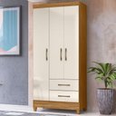 Ver imagem 2 de Guarda Roupa Solteiro Lima 3 Portas 182x82 Cm Freijo Off White Moval