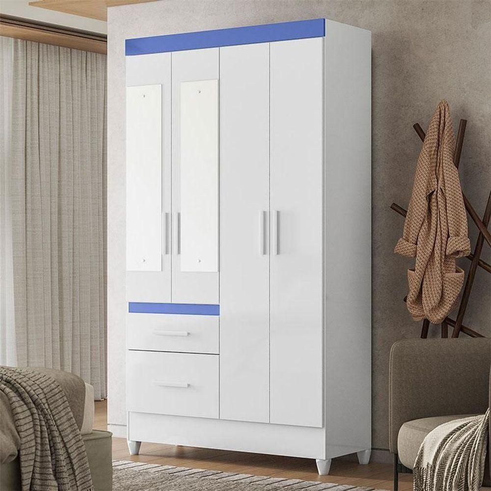 Guarda Roupa Infantil Ambiente Madri 4 Portas Branco Flex com
