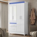 Ver imagem 3 de Guarda Roupa Infantil Ambiente Madri 4 Portas Branco Flex com Espelho - Moval
