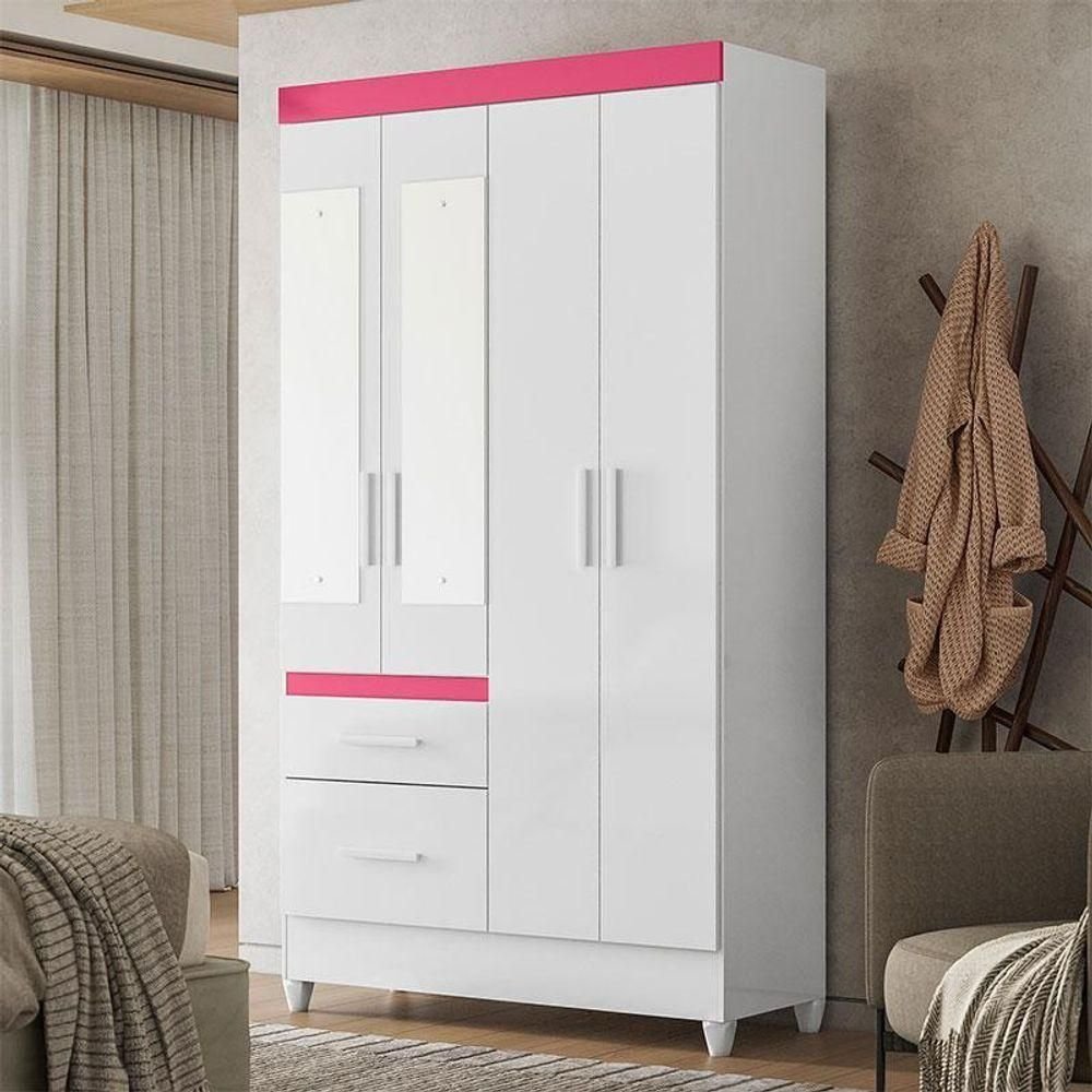 Guarda Roupa Infantil Ambiente Madri 4 Portas Branco Flex com
