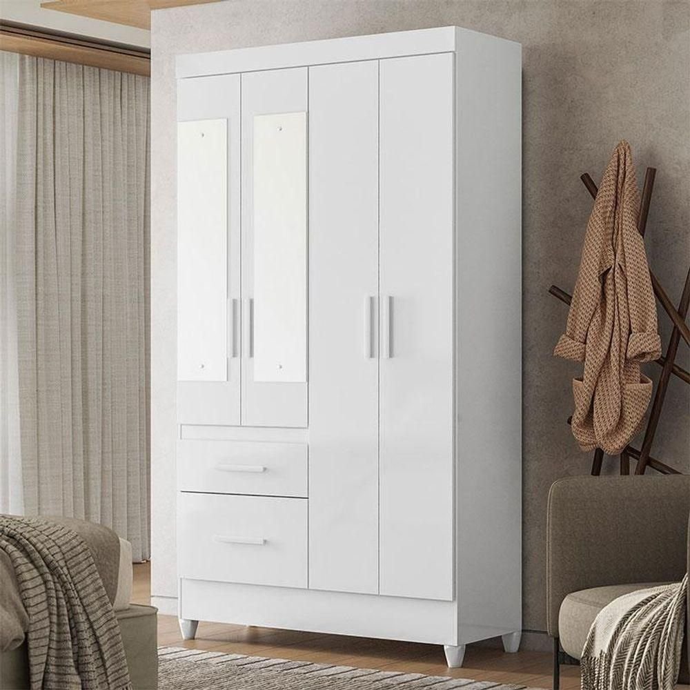 Guarda Roupa Infantil Ambiente Madri 4 Portas Branco Flex com