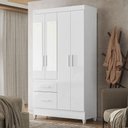 Ver imagem 1 de Guarda Roupa Infantil Ambiente Madri 4 Portas Branco Flex com Espelho - Moval