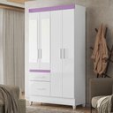 Ver imagem 4 de Guarda Roupa Infantil Ambiente Madri 4 Portas Branco Flex com Espelho - Moval