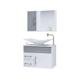 Conjunto Gabinete Inferior e Superior Banheiro 2 Gavetas 1 Porta Turin - Cinza Rovere - Cinza - 2
