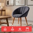 Ver imagem 2 de Kit 4 Poltrona Sala Decorativa Sofia Veludo Cinza Pés Palito Castanho - Arkell