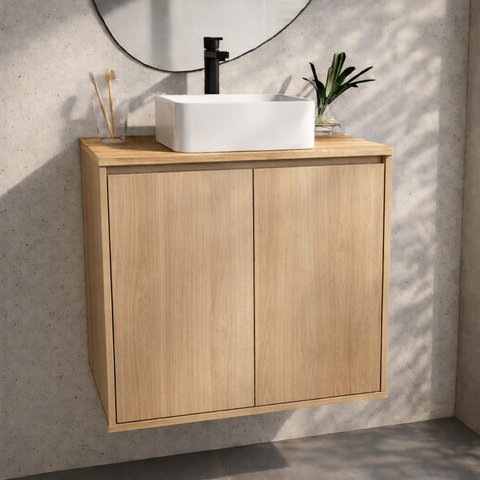 Gabinete de Banheiro Suspenso Freijó 60cm Minimalista