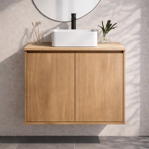 Gabinete de Banheiro Suspenso Freijó 60cm Minimalista