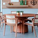 Ver imagem 2 de Mesa de Jantar Redonda 120cm Mogny Madeira Maciça Castanho Claro - Sallar Home