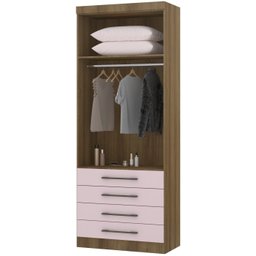 Guarda Roupa Modulado de Solteiro Paris Avelã Rosa 5 Peças - Luciane - 3