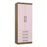 Guarda Roupa Modulado de Solteiro Paris Avelã Rosa 5 Peças - Luciane - 2