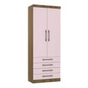 Ver imagem 2 de Guarda Roupa Modulado de Solteiro Paris Avelã Rosa 5 Peças - Luciane
