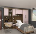 Ver imagem 1 de Guarda Roupa Modulado de Solteiro Paris Avelã Rosa 5 Peças - Luciane