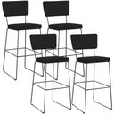 Ver imagem 1 de Kit 04 Banquetas Alta para Cozinha Sala de Jantar Base em Aço Allana L02 Suede Preto - Lyam Decor
