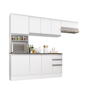 Cozinha Compacta 9 Portas 2 Gavetas Com Balcão Tampo Paris