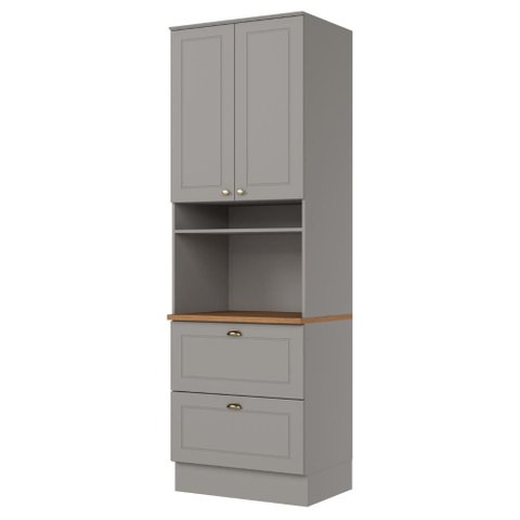 Torre Quente 72 cm 2 Portas 2 Gavetas C350 Cinza Nature Henn