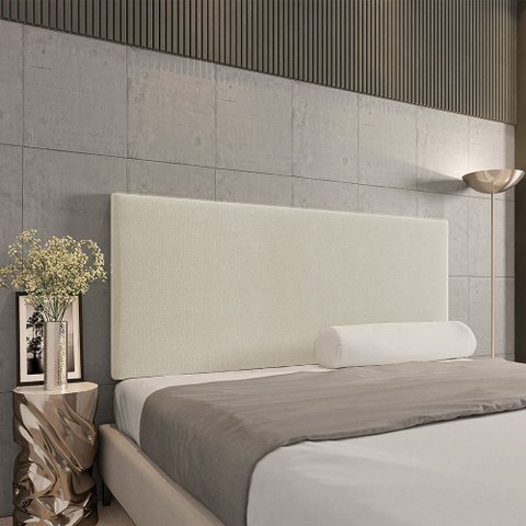 Cabeceira Casal Painel Cama Box Clean 140 Cm Linho Grosso Bege