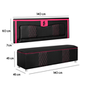 Ver imagem 3 de Kit Quarto Gamer Baú e Painel Fighter Usb 140cm Cama de Casal:preto e Pink