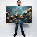 Ver imagem 2 de Quadro Decorativo Caixa Floral Luxo Hortências Tacolado Moldura Caixa 3cm Freijó sem Vidro 80 X 120c
