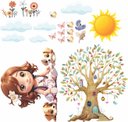 Ver imagem 2 de Adesivo de Parede Infantil Menina e Cachorrinhos Árvore