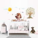 Ver imagem 1 de Adesivo de Parede Infantil Menina e Cachorrinhos Árvore