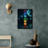 Quadro Decorativo Chakras - Universo 24x18cm - com Vidro:madeira Preta - 2