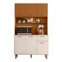 Ver imagem 4 de Kit Armário Cozinha Compacta Completa New Livia 6 Portas 1 Gaveta Freijo Ripado Off White Poliman