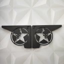 Ver imagem 4 de Par Mãos Francesas Pretas Ornamentadas 20cm 4x4 Estrela Caveira Justiceiro Aço Jeep