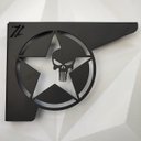 Ver imagem 7 de Par Mãos Francesas Pretas Ornamentadas 20cm 4x4 Estrela Caveira Justiceiro Aço Jeep