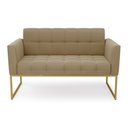 Ver imagem 3 de Sofá Namoradeira Elisa Suede Marrom Rato Base Metálica Industrial Dourada - D'Rossi