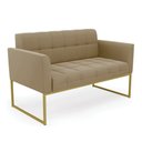 Ver imagem 1 de Sofá Namoradeira Elisa Suede Marrom Rato Base Metálica Industrial Dourada - D'Rossi
