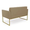 Ver imagem 4 de Sofá Namoradeira Elisa Suede Marrom Rato Base Metálica Industrial Dourada - D'Rossi