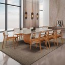 Ver imagem 1 de Sala de Jantar Mesa Ellis 220cm Madeira Tampo com Vidro com 8 Cadeiras Eva Premium