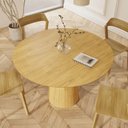 Ver imagem 3 de Mesa de Jantar Redonda 120cm Scandi 6 Lugares Lamina Natural de Madeira Damasco