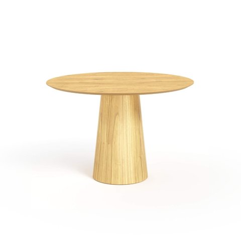 Mesa de Jantar Redonda 120cm Scandi 6 Lugares Lamina Natural de Madeira Damasco