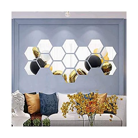 Espelho Geométrico Hezagonal Bisotê 40x40cm Painel 5 peças