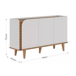 Buffet Aparador Elegance Ripado 3 Portas Pés Mad - 6